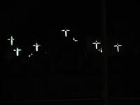  Multiple crosses lit up on a huge Coptic Church 